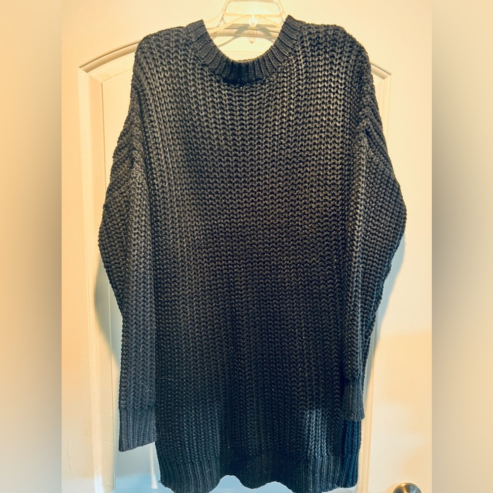 Long Black Cable Knit Sweater